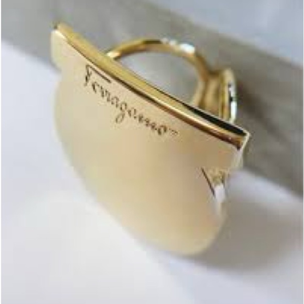 Like New Ferragamo Gold Scarf Ring- Large